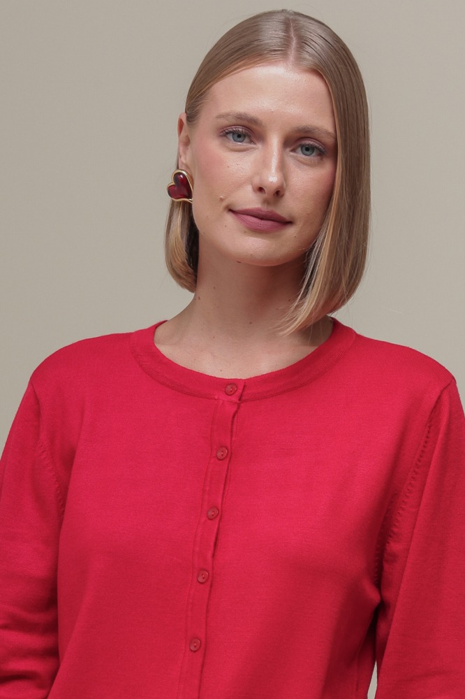 9037081 - Cardigan Gola Redonda VERMELHO 9037081 - Cardigan Gola Redonda VERMELHO