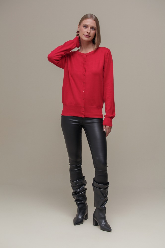 9037081 - Cardigan Gola Redonda VERMELHO 9037081 - Cardigan Gola Redonda VERMELHO