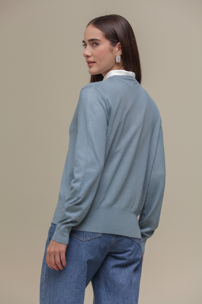 9037080 - Cardigan Tricô Com Pérolas AZUL 9037080 - Cardigan Tricô Com Pérolas AZUL