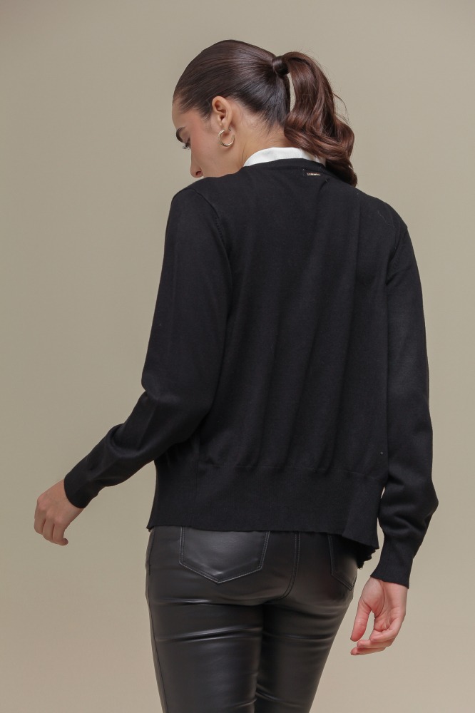 9037080 - Cardigan Tricô Com Pérolas PRETO 9037080 - Cardigan Tricô Com Pérolas PRETO