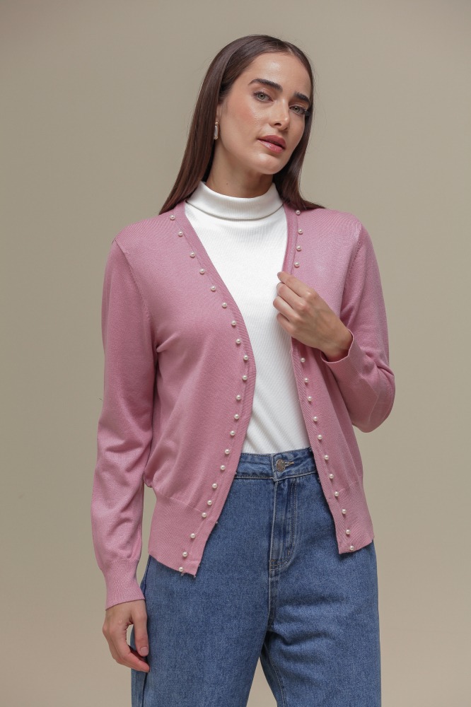 9037080 - Cardigan Tricô Com Pérolas ROSÊ 9037080 - Cardigan Tricô Com Pérolas ROSÊ