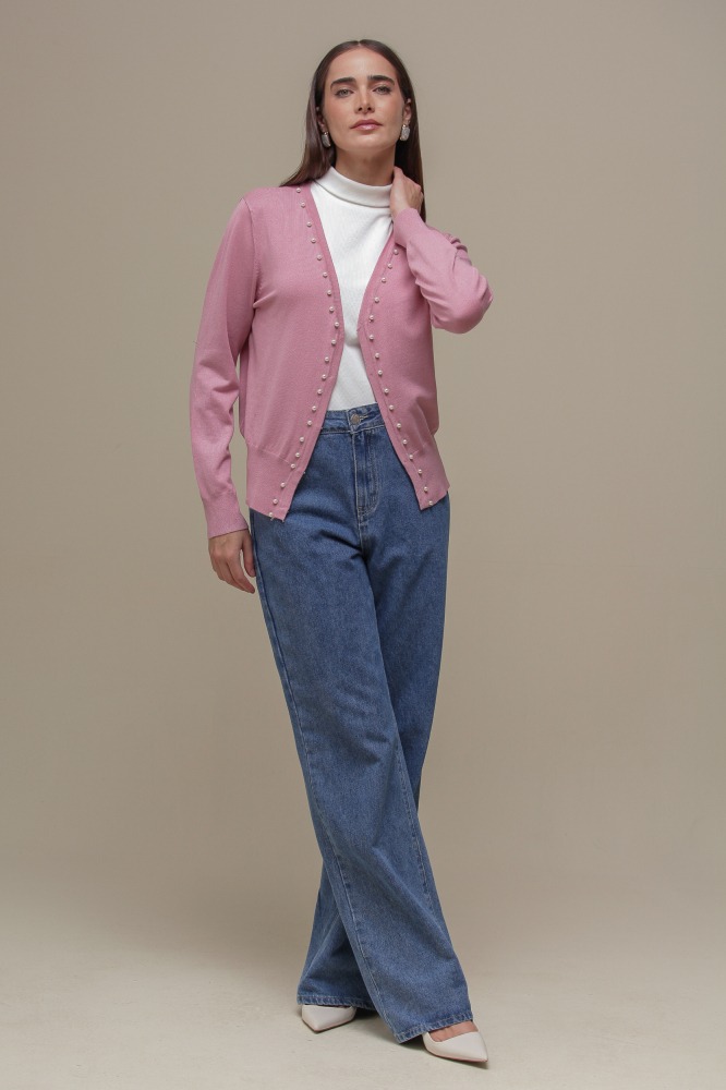 9037080 - Cardigan Tricô Com Pérolas ROSÊ 9037080 - Cardigan Tricô Com Pérolas ROSÊ