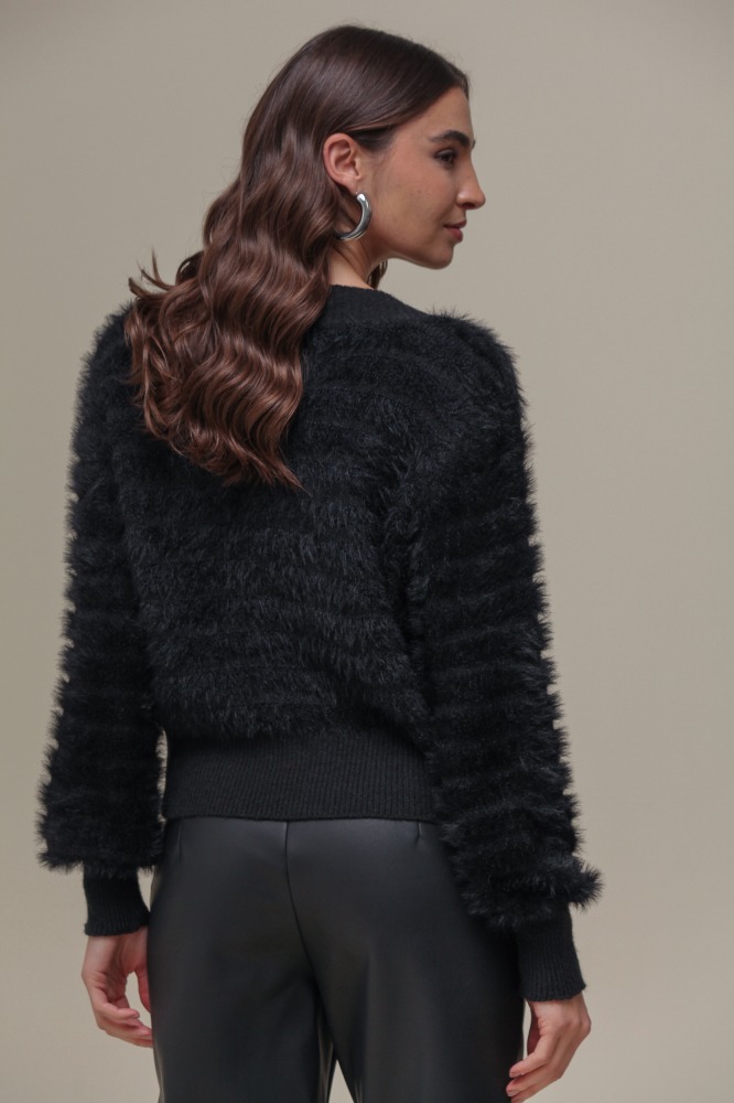 9036650 - Cardigan Tricô Com Pelos PRETO 9036650 - Cardigan Tricô Com Pelos PRETO