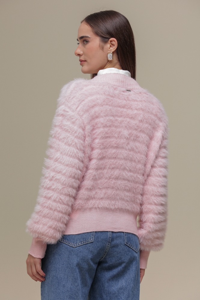 9036650 - Cardigan Tricô Com Pelos ROSA 9036650 - Cardigan Tricô Com Pelos ROSA