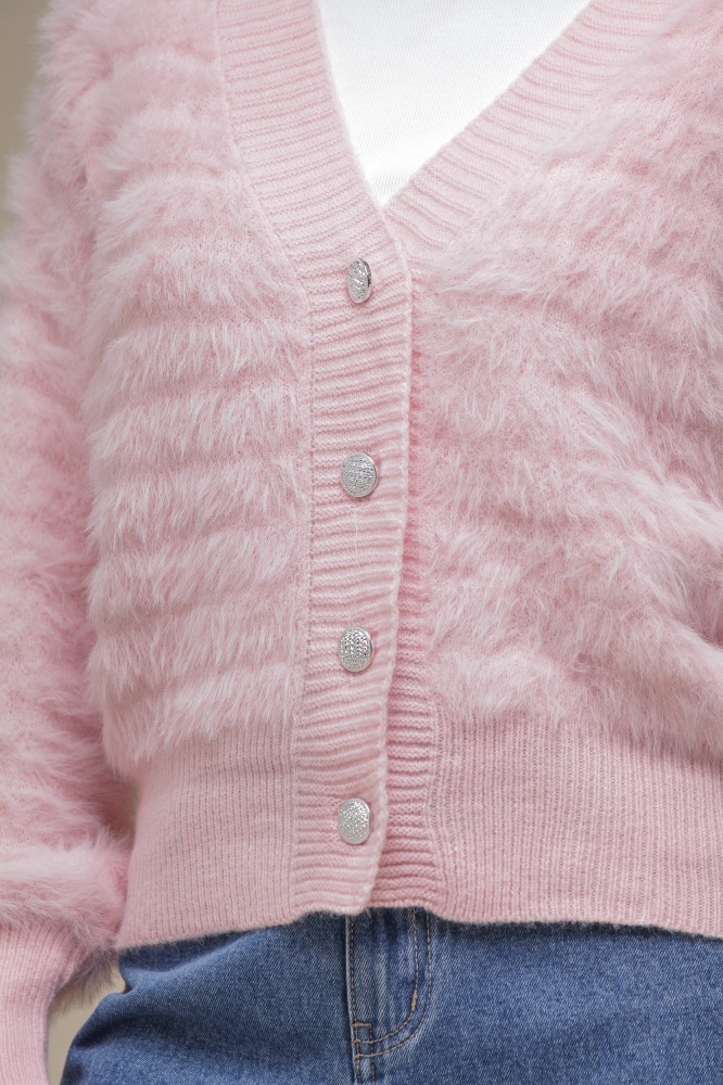 9036650 - Cardigan Tricô Com Pelos ROSA 9036650 - Cardigan Tricô Com Pelos ROSA