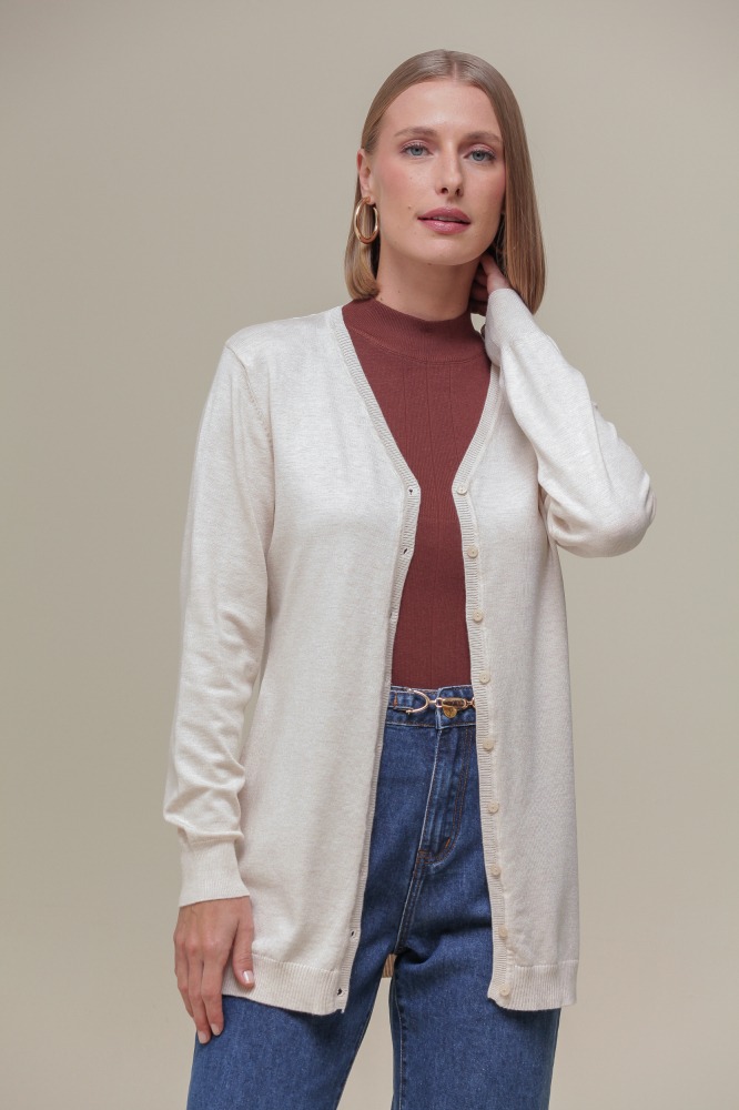 9037076 - Cardigan Tricô Decote V AREIA 9037076 - Cardigan Tricô Decote V AREIA