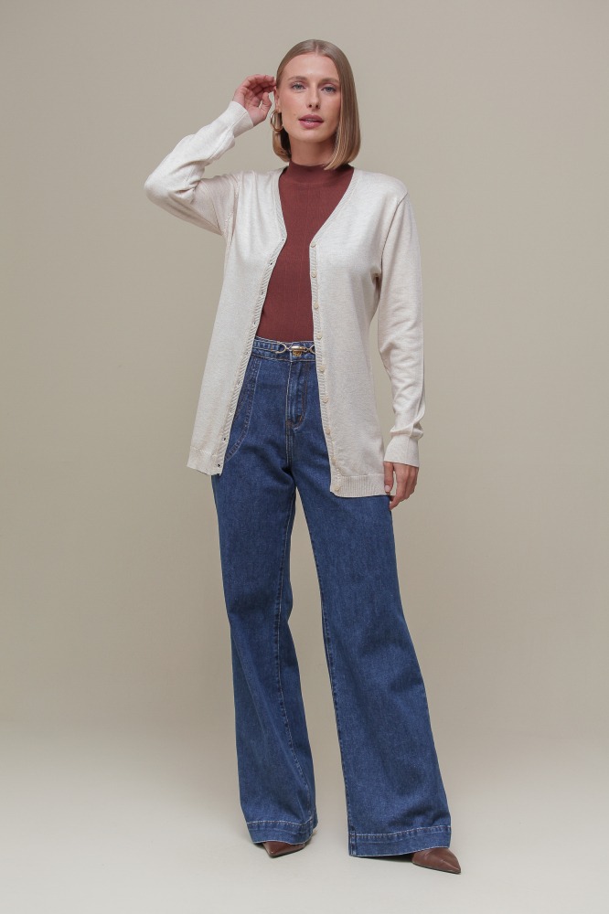 9037076 - Cardigan Tricô Decote V AREIA 9037076 - Cardigan Tricô Decote V AREIA