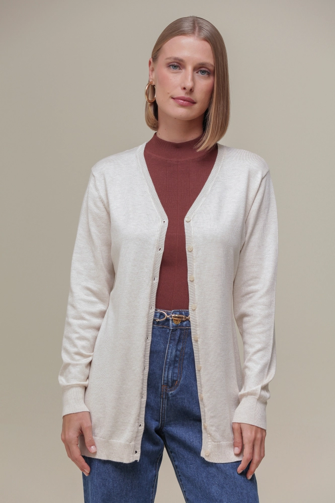 9037076 - Cardigan Tricô Decote V  AREIA