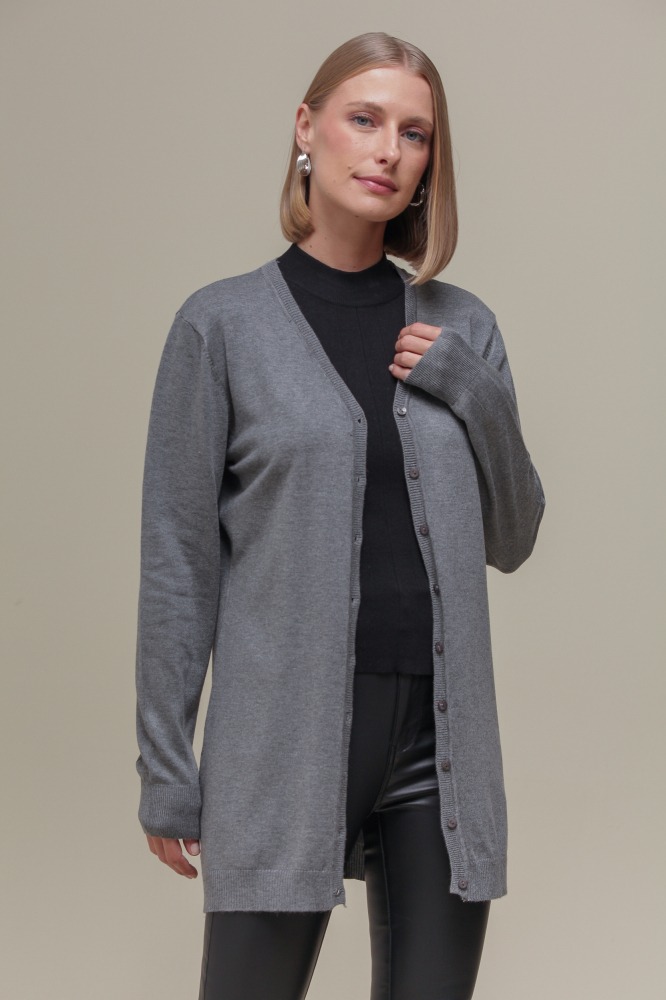 9037076 - Cardigan Tricô Decote V MESCLA 9037076 - Cardigan Tricô Decote V MESCLA