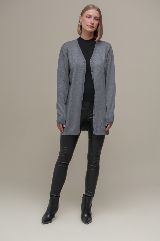 9037076 - Cardigan Tricô Decote V MESCLA 9037076 - Cardigan Tricô Decote V MESCLA