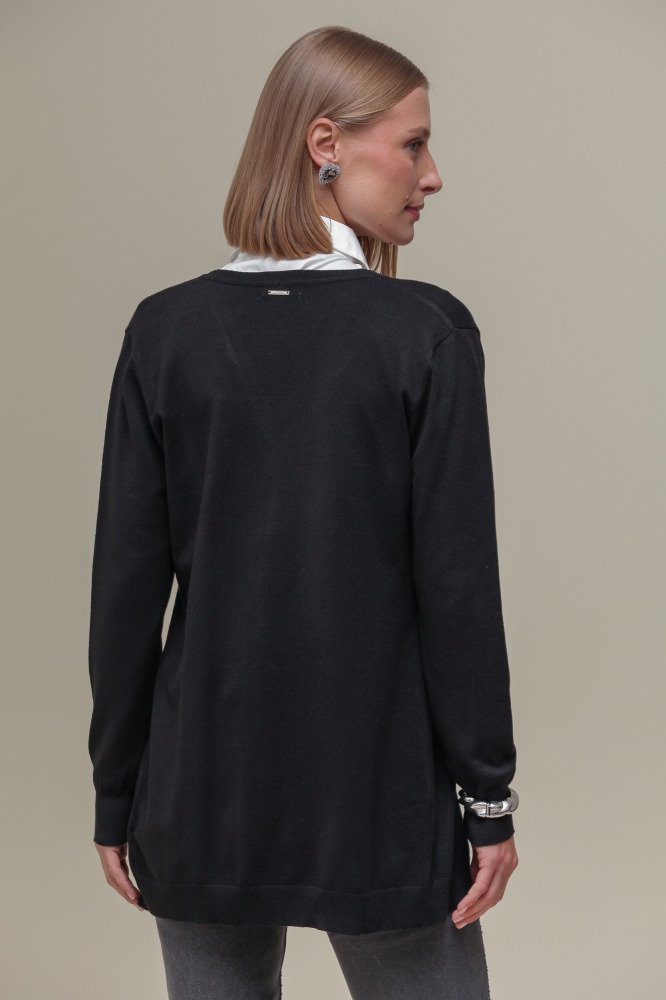 9037076 - Cardigan Tricô Decote V PRETO 9037076 - Cardigan Tricô Decote V PRETO