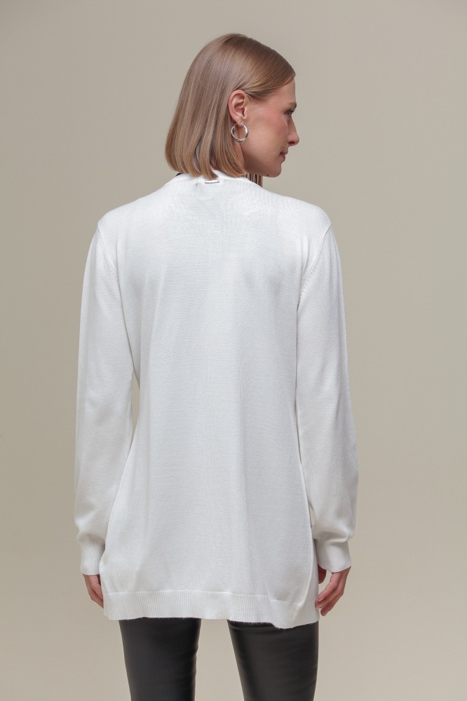 9037077 - Cardigan Tricô Gola Redonda BRANCO 9037077 - Cardigan Tricô Gola Redonda BRANCO