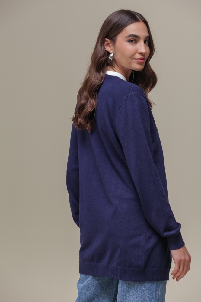 9037077 - Cardigan Tricô Gola Redonda MARINHO 9037077 - Cardigan Tricô Gola Redonda MARINHO