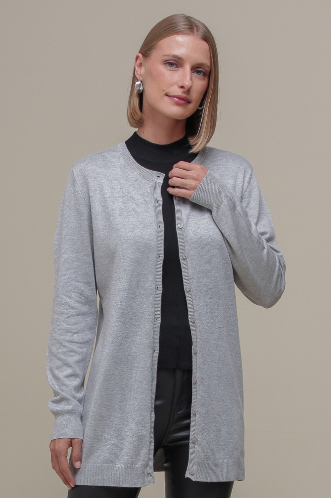 9037077 - Cardigan Tricô Gola Redonda MESCLA 9037077 - Cardigan Tricô Gola Redonda MESCLA