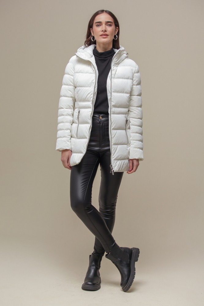 Casaco Puffer Alongado BRANCO Casaco Puffer Alongado BRANCO