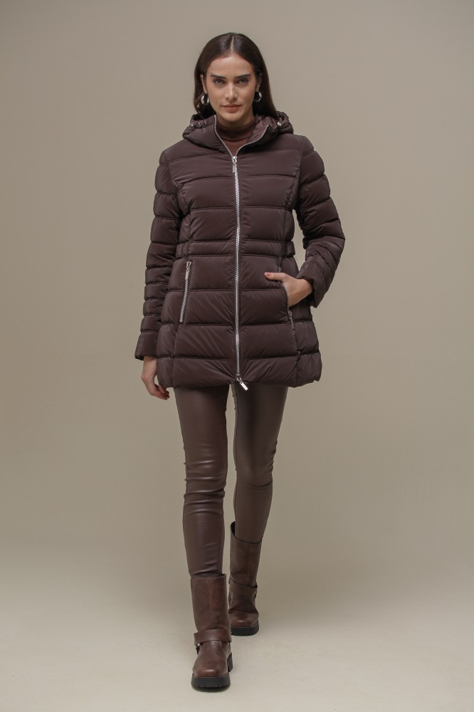 Casaco Puffer Alongado MARROM Casaco Puffer Alongado MARROM