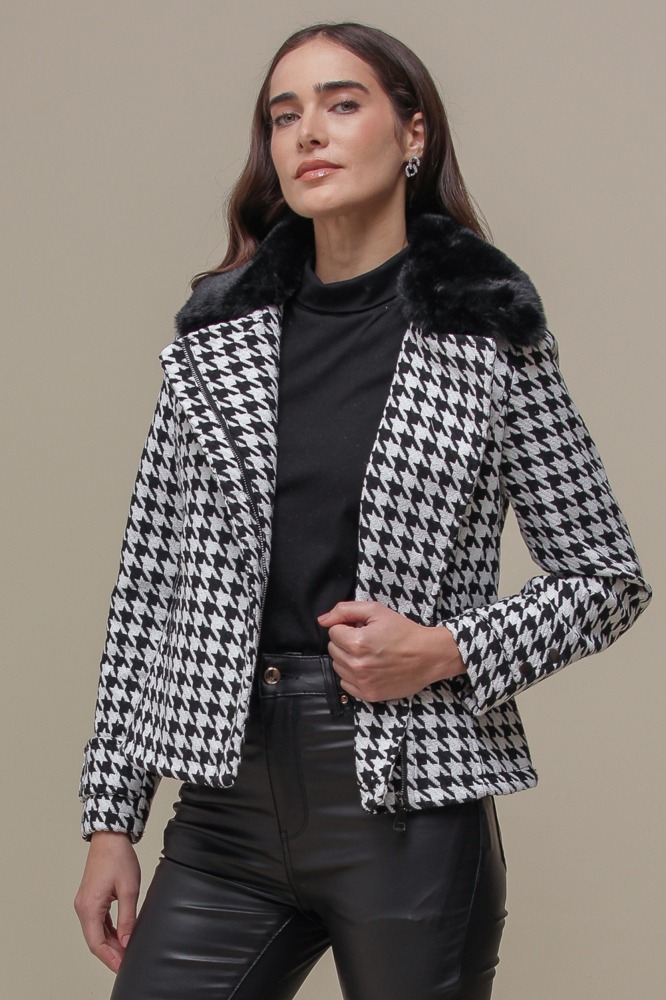 Casaco Tweed Pied de Poule OFF-WHITE Casaco Tweed Pied de Poule OFF-WHITE