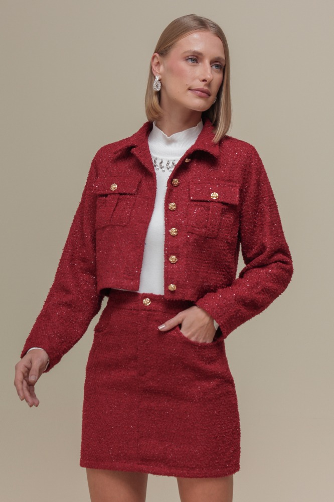 9036433 - Casaqueto Tweed Lurex CEREJA 9036433 - Casaqueto Tweed Lurex CEREJA