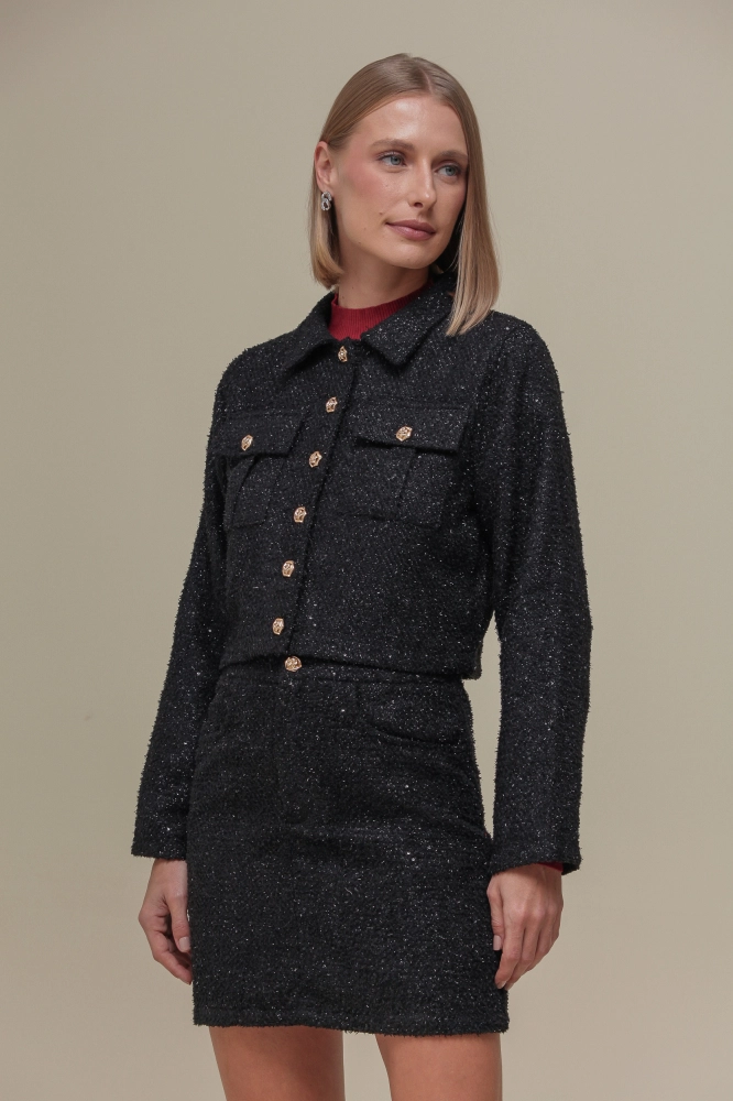 9036433 - Casaqueto Tweed Lurex PRETO