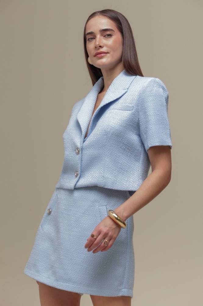 9036303 - Casaqueto Tweed Manga Curta AZUL 9036303 - Casaqueto Tweed Manga Curta AZUL
