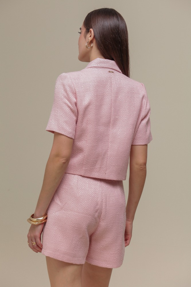 9036303 - Casaqueto Tweed Manga Curta ROSA 9036303 - Casaqueto Tweed Manga Curta ROSA