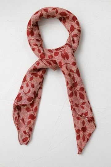 9037287 - Echarpe Delicado Folhas (84x182 cm) VERMELHO