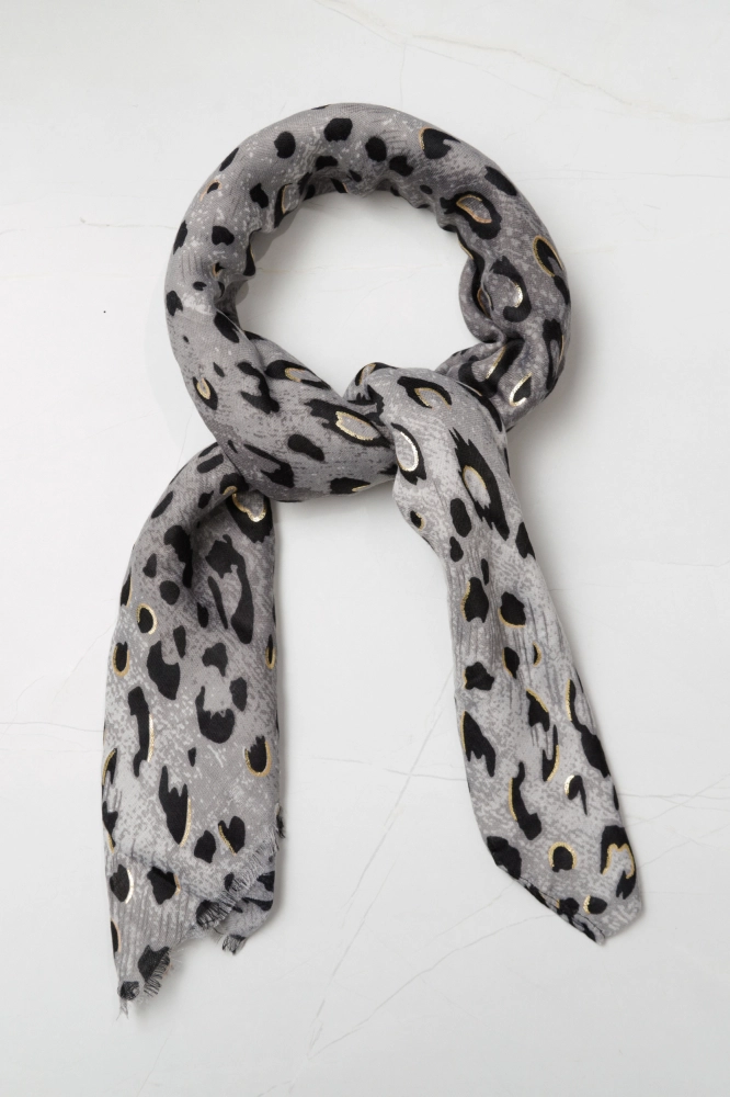 9037282- Echarpe Leopardo (86x176 cm) CINZA