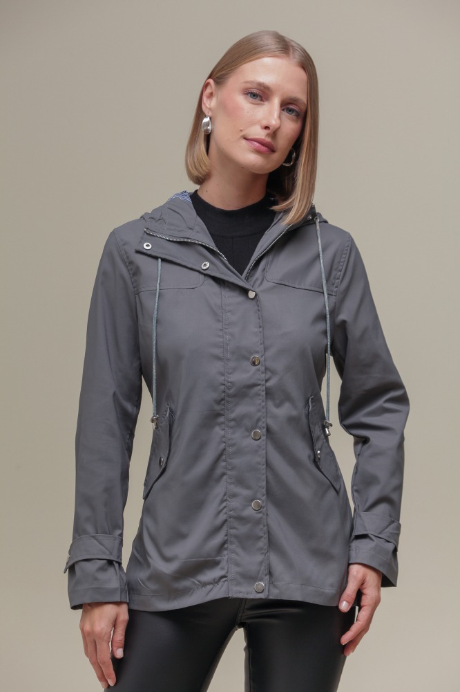 9035109 - Jaqueta Capa de Chuva Com Capuz CINZA 9035109 - Jaqueta Capa de Chuva Com Capuz CINZA
