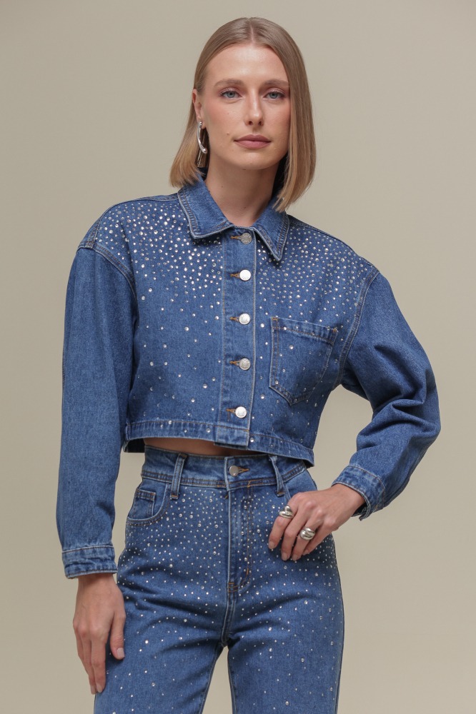 9036616 - Jaqueta Jeans Brilhos MARINHO 9036616 - Jaqueta Jeans Brilhos MARINHO