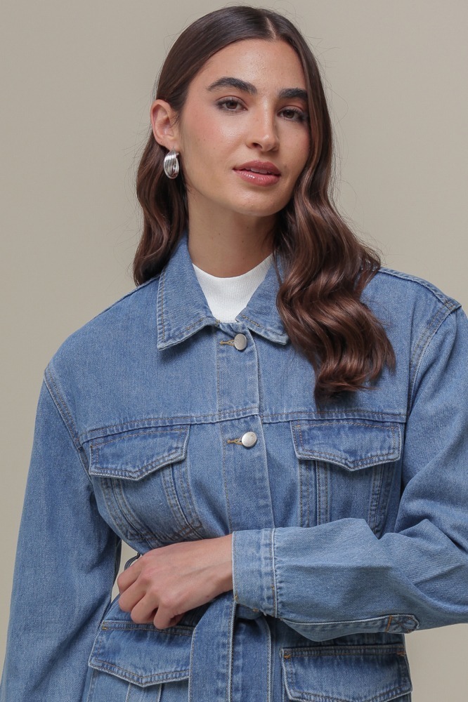 9034940 - Jaqueta Jeans Com Cinto JEANS 9034940 - Jaqueta Jeans Com Cinto JEANS