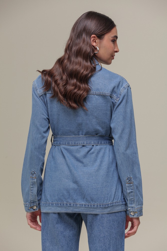 9034940 - Jaqueta Jeans Com Cinto JEANS 9034940 - Jaqueta Jeans Com Cinto JEANS