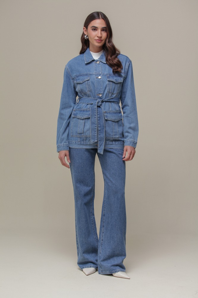 9034940 - Jaqueta Jeans Com Cinto JEANS 9034940 - Jaqueta Jeans Com Cinto JEANS