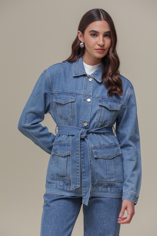 9034940 - Jaqueta Jeans Com Cinto JEANS 9034940 - Jaqueta Jeans Com Cinto JEANS