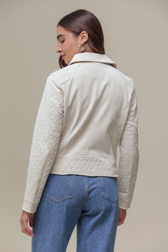 9036638 - Jaqueta PU Biker Matelassê OFF-WHITE 9036638 - Jaqueta PU Biker Matelassê OFF-WHITE