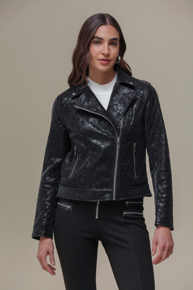 9036638 - Jaqueta PU Biker Matelassê PRETO