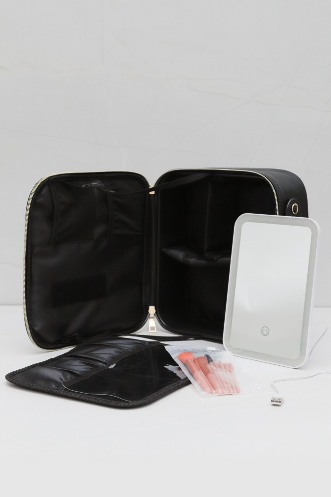 NECESSAIRE ORGANIZADORA COM ESPELHO PRETO