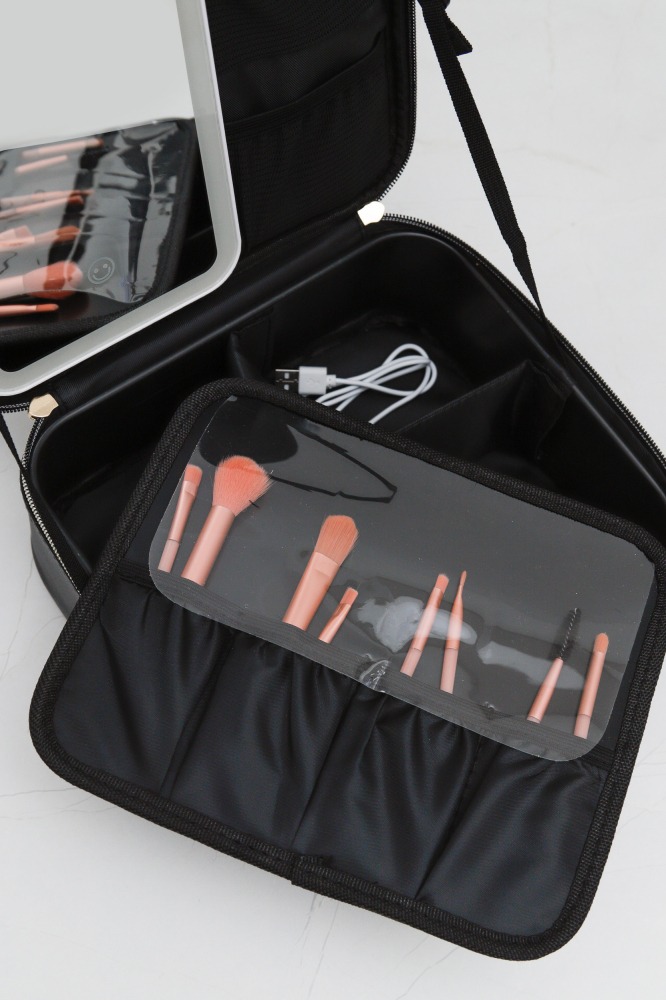 NECESSAIRE ORGANIZADORA COM ESPELHO PRETO