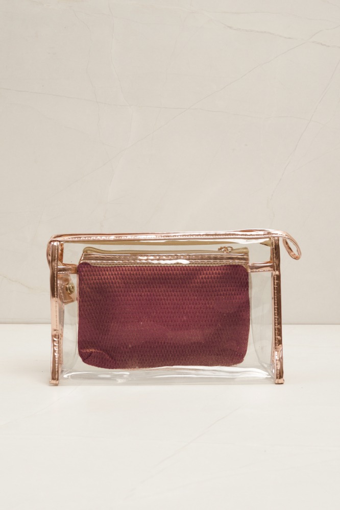 Necessaire Transparente em Tressê MARROM Necessaire Transparente em Tressê MARROM