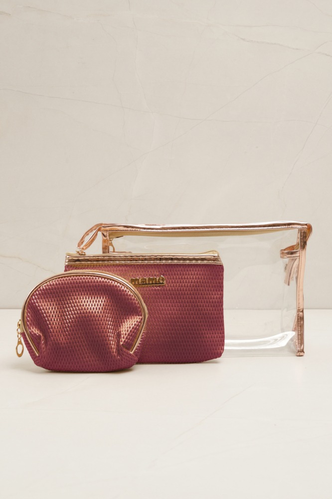 Necessaire Transparente em Tressê MARROM Necessaire Transparente em Tressê MARROM