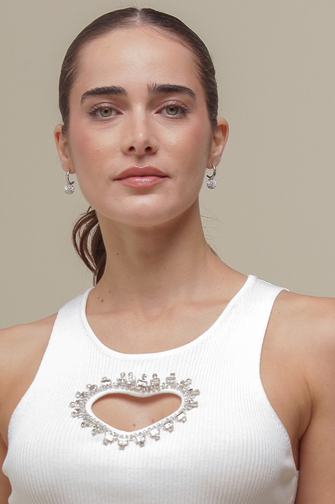 9036647 - Regata Tricô Coração Pedraria OFF-WHITE 9036647 - Regata Tricô Coração Pedraria OFF-WHITE