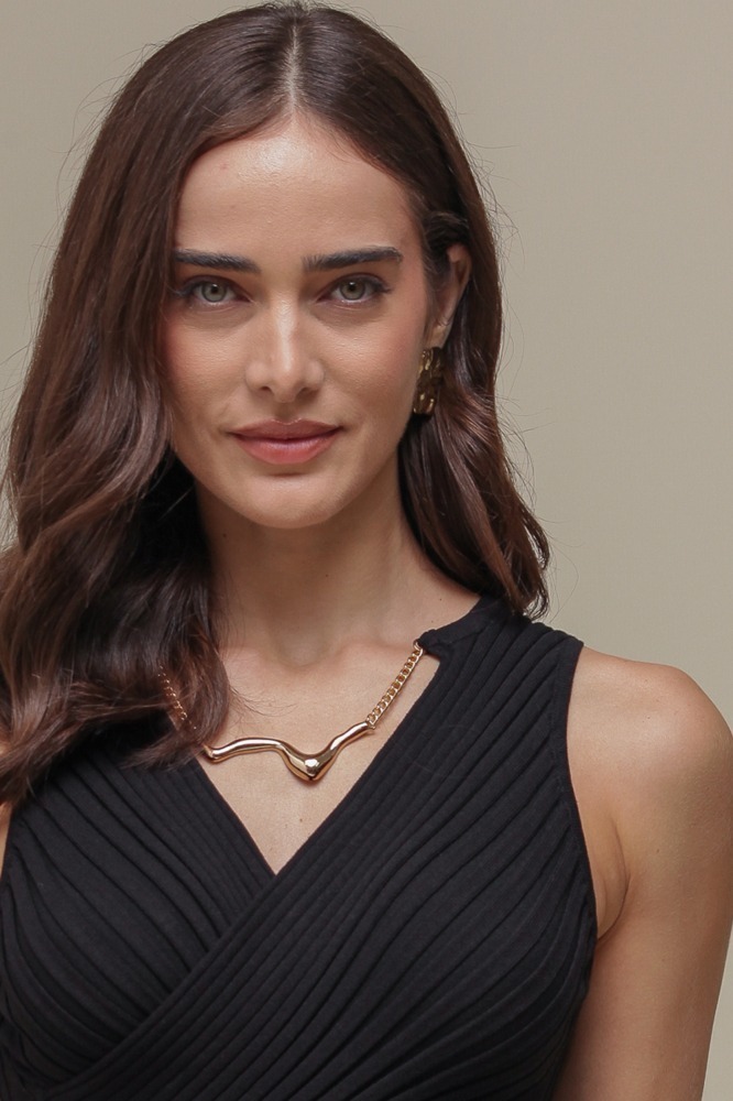 9036656 - Regata Tricô Cropped Detalhe Colar PRETO