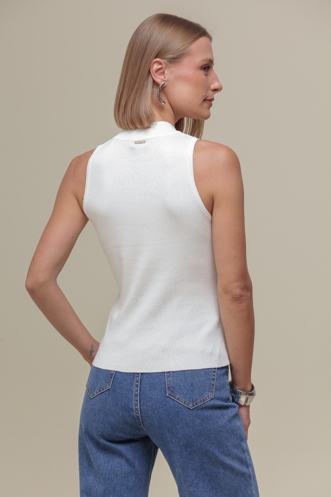 9036315 - Regata Tricô Gola Alta Básica OFF-WHITE 9036315 - Regata Tricô Gola Alta Básica OFF-WHITE