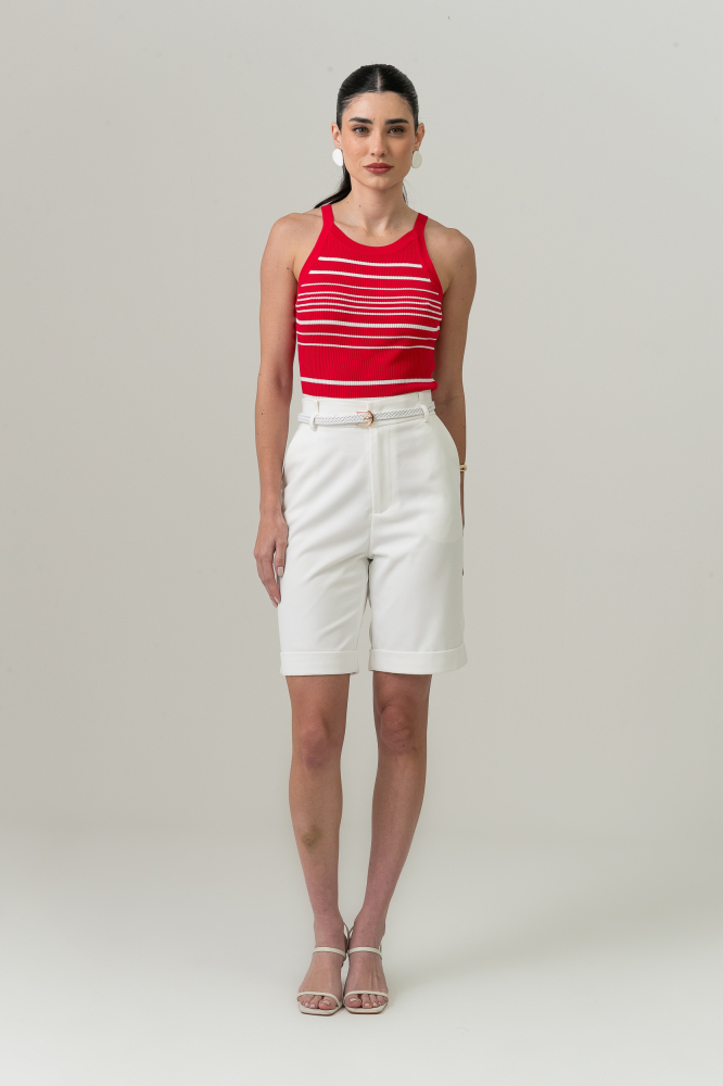 9038558 - Regata Tricot Listrada Bicolor VERMELHO 9038558 - Regata Tricot Listrada Bicolor VERMELHO
