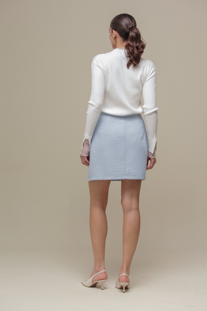 9036897 - Saia Curta Básica Tweed AZUL