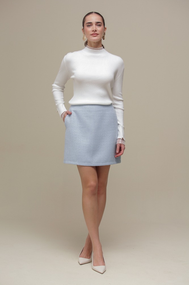 9036897 - Saia Curta Básica Tweed AZUL