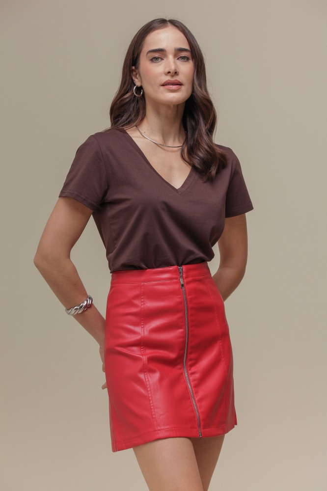 9036613 - Saia Curta em PU VERMELHO