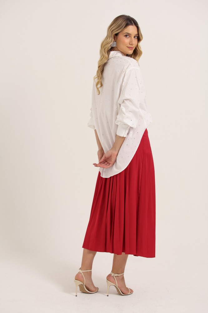 9037775 - Saia Pregas Midi VERMELHO 9037775 - Saia Pregas Midi VERMELHO