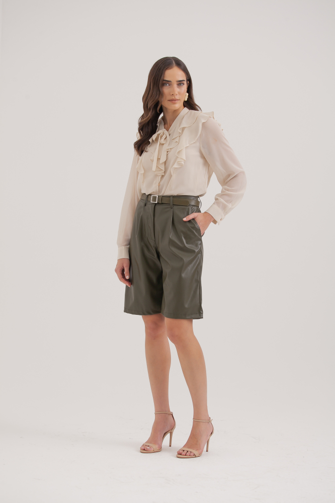 9038307 - Shorts Em Pu Com Cinto VERDE 9038307 - Shorts Em Pu Com Cinto VERDE