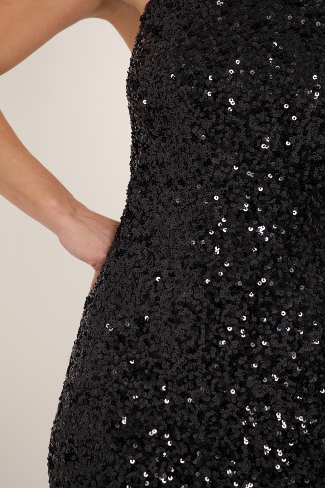 9037142 - Vestido Curto Frente Única Paetê PRETO