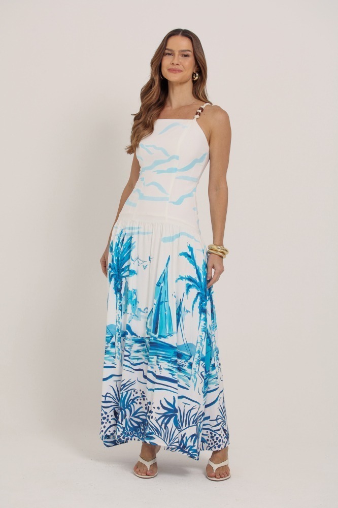9037248 - Vestido Estampa Maré Náutica BRANCO